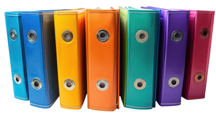 Office binders, folders isolated on transparent or white background