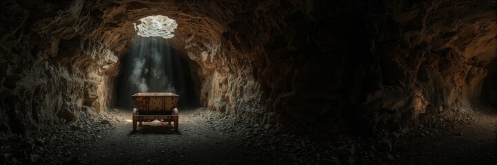 Inside an abandoned gold mine tunnel emphasizing aging and deterioration, highlighting safety and maintenance concerns