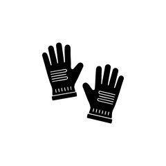 Obraz premium Protective gloves icon pair, safety handwear silhouette, work gloves symbol for industrial protection, vector illustration isolated on white background