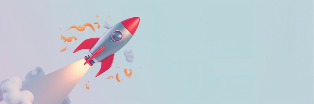 Cartoon jet with smoke and flames from a rocket, emphasizing safety and operational procedures