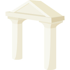 Fototapeta premium Ancient Architectural Archway With Pediment And Columns In A Pale Cream Hue Isolated On A White Background Elegant Classical Structure