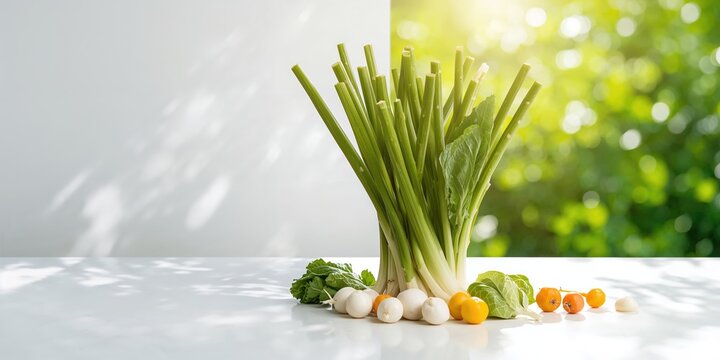 Fresh murunga drumsticks paired with Asian vegetables, emphasizing nutritional benefits for healthy eating
