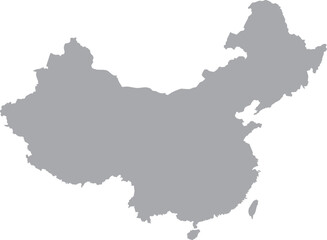 Obraz premium Map of China, Solid Grey Silhouette with Taiwan