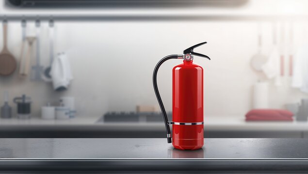 Fire extinguisher releasing chemicals to suppress flames, emphasizing safety protocols and maintenance procedures