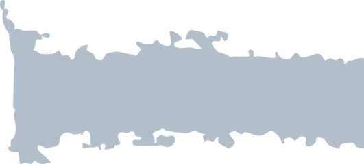 Flat abstract banner in soft bluish-gray color with irregular wavy edges, resembling a brush stroke or paint splash, ideal for minimalist backgrounds, labels, and text overlays.