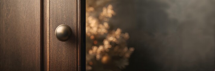 A woman using her mobile phone in front of a decorated Christmas tree, serving as a background for text and layout, holiday season