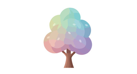 Whimsical rainbow tree illustration against a clean white backdrop, perfect for children's illustrations or cartoon stylized graphics