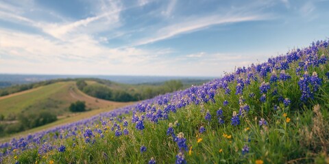Hillside Adorned With Texas Bluebonnet