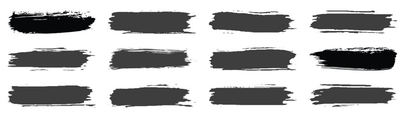 Brush strokes, Vector brush streaks pack marker ink strokes grunge. Big collection of grunge black paint. Vector brush set. Set of paint brush stroke, ink splatter and artistic design elements.