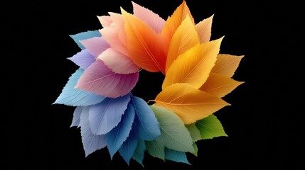 Transparent colorful leave arranged in circle
