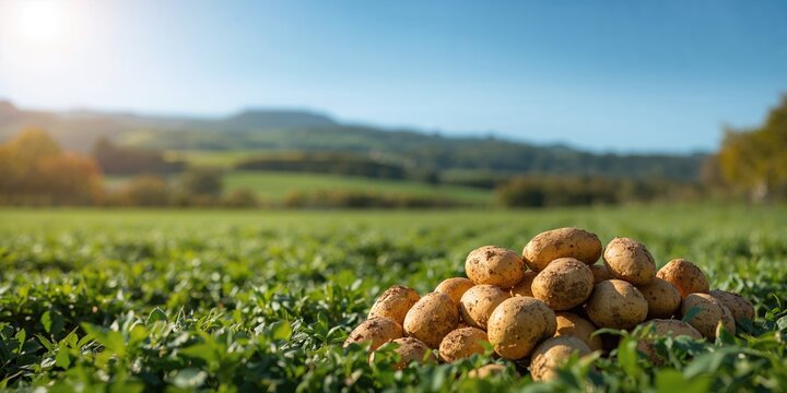 Freshly harvested potatoes on the farm, emphasizing seasonal crop collection