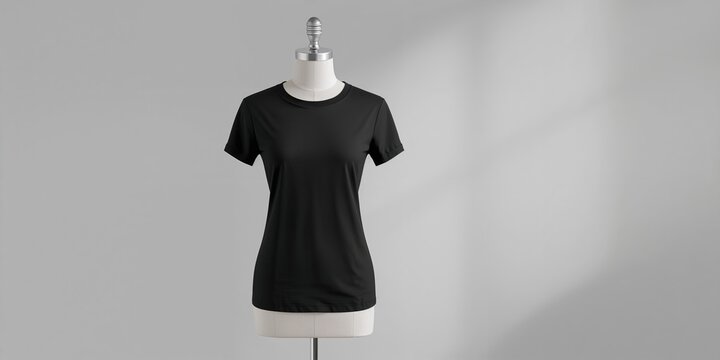 Women's black T-shirt with front and back print, emphasizing casual wear as an everyday clothing choice