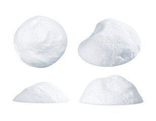 Naklejka premium A set of soft, fluffy snow piles, clean, for grounding, isolated on transparent background, PNG