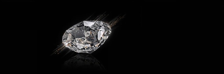 Close-up of a rock crystal or rhinestone on a dark background, emphasizing texture for jewelry design reference