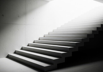 Obraz premium Concrete staircase ascends into bright light, architectural design