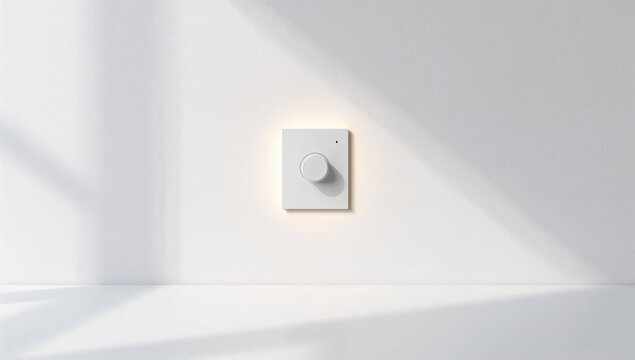 Electric cycle fan dimmer switch mounted on white wall, facilitating adjustable airflow control, suitable for home HVAC systems
