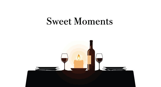 Romantic dinner for two with wine and candlelit ambiance on a table setting