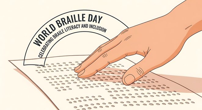 A person reading braille text with their fingers, celebrating world braille day promoting literacy and inclusion