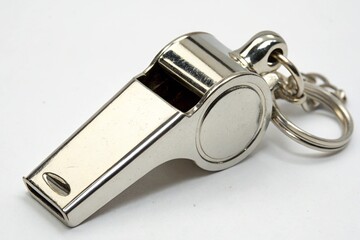 metal whistle isolated on white