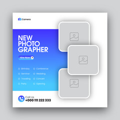 Photography social media post web banner design template