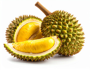 Durian fruit opened with rind