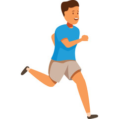 Athletic Man Running With Blue T Shirt And Tan Shorts Energetic Motion With Transparent Background Vector Illustration