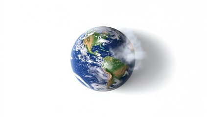 Earth globe isolated on white background, emphasizing planetary shape for educational displays