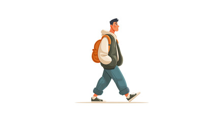 Young man with backpack walking