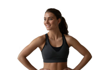 Fit woman in sports bra isolated on transparent background