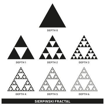 &Eacute;volution de la fractale de Sierpinski par &eacute;tapes successives - Illustration Vecteur