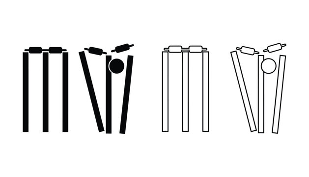 Cricket wickets bails ball vector illustration sports icon set