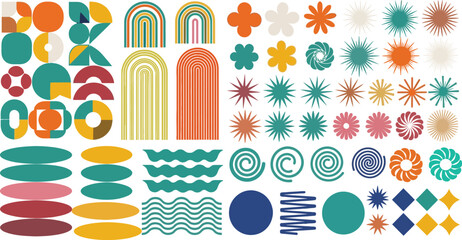 Geometric Shapes and Retro Flair A Vibrant Collection for Graphic Design