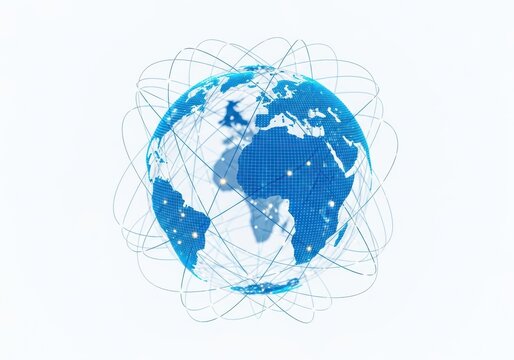 Abstract digital globe with interconnected network lines representing global communication