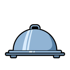 Obraz premium Hotel Room Service Food Cloche Illustration