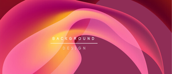 Abstract fluid shapes, vibrant pinks, oranges blend. Text reads background design over flowing forms. Modern, dynamic visual.