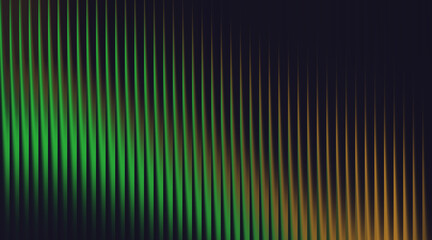 Abstract vertical ribbed texture with vibrant green and warm orange light background