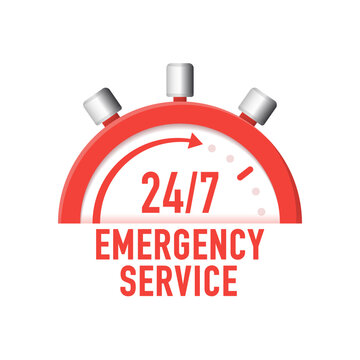 24-7 hours emergency service vector. Phone Support 24 hours a day and 7 days a week. Support service. Vector illustration