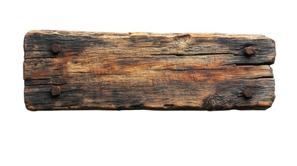 Obraz premium Wooden plank signboard isolated on transparent or white background, png