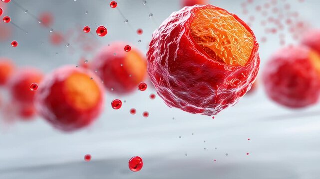 Red blood cell inflammation bloodstream medical illustration showing red infected cell, depression and diabetes risk