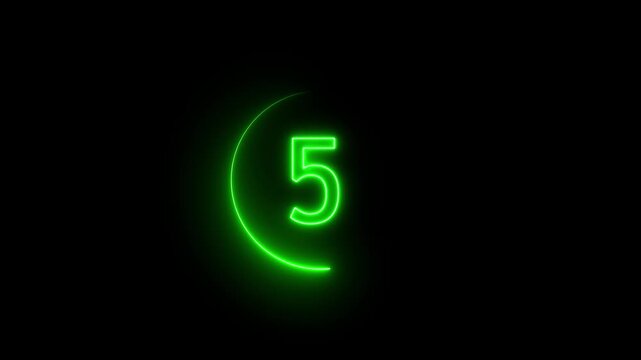 10 to 0 second modern digital countdown timer neon light style on black background,10 seconds simple countdown timer. Dynamic 10s Countdown Animation