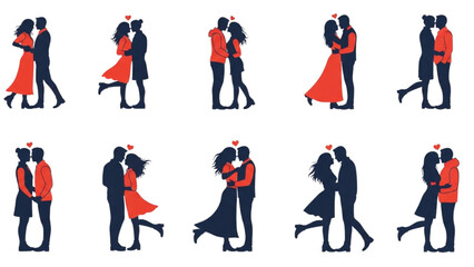 Fototapeta premium Romantic Couple Silhouettes Embrace, Love, and Heartfelt Moments for Valentine's Day