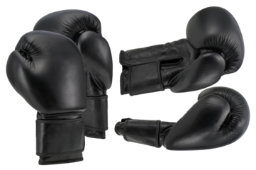 sleek black boxing gloves ready for rigorous training, symbolizing determination, power, and a commitment to fitness in the combat sports world