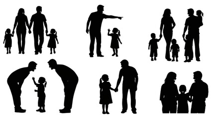 Diverse family silhouettes depicting togetherness, guidance, and connection
