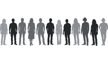 Diverse group of people standing in a line illustration