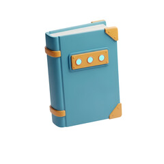 Isolated 3d cartoon book in blue and gold color