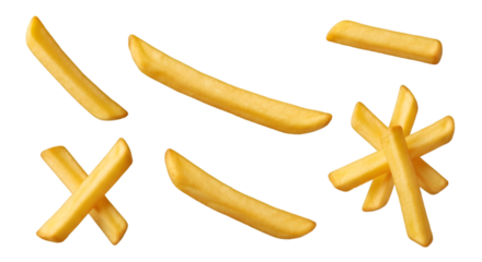 Scattered French Fries on a Black Background image