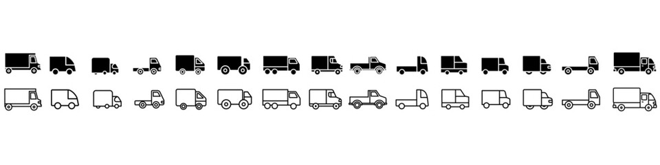 Truck vector icon set. Lorry illustration sign collection. Autotruck symbol. Transportation logo. Delivery web icons.