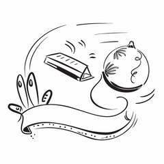 Christmas ornament and banner isolated on