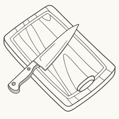 Cutting board and knife isolated on, cooking tool