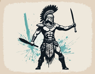 Stunning Amazonian Warrior Illustration with Spray Paint Texture and Grunge Effect